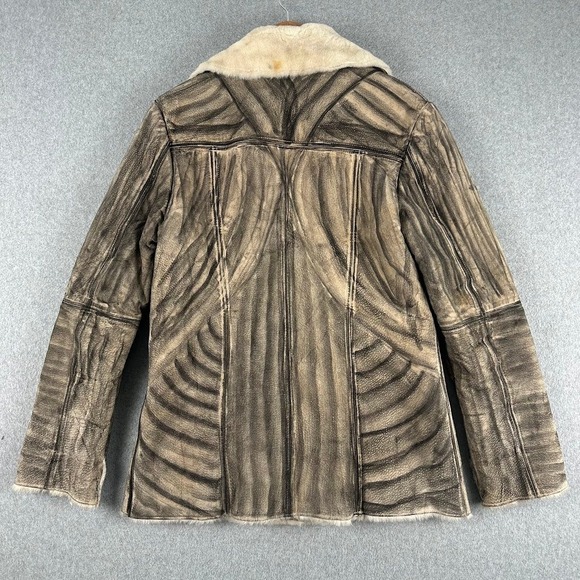 Winlit Womens Shearling Lined Genuine Leather Jacket Brown Zebra Print - Picture 2 of 14